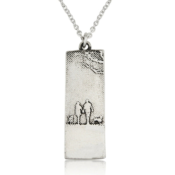 Sterling Silver Couple & Dog Necklace with Two Dogs