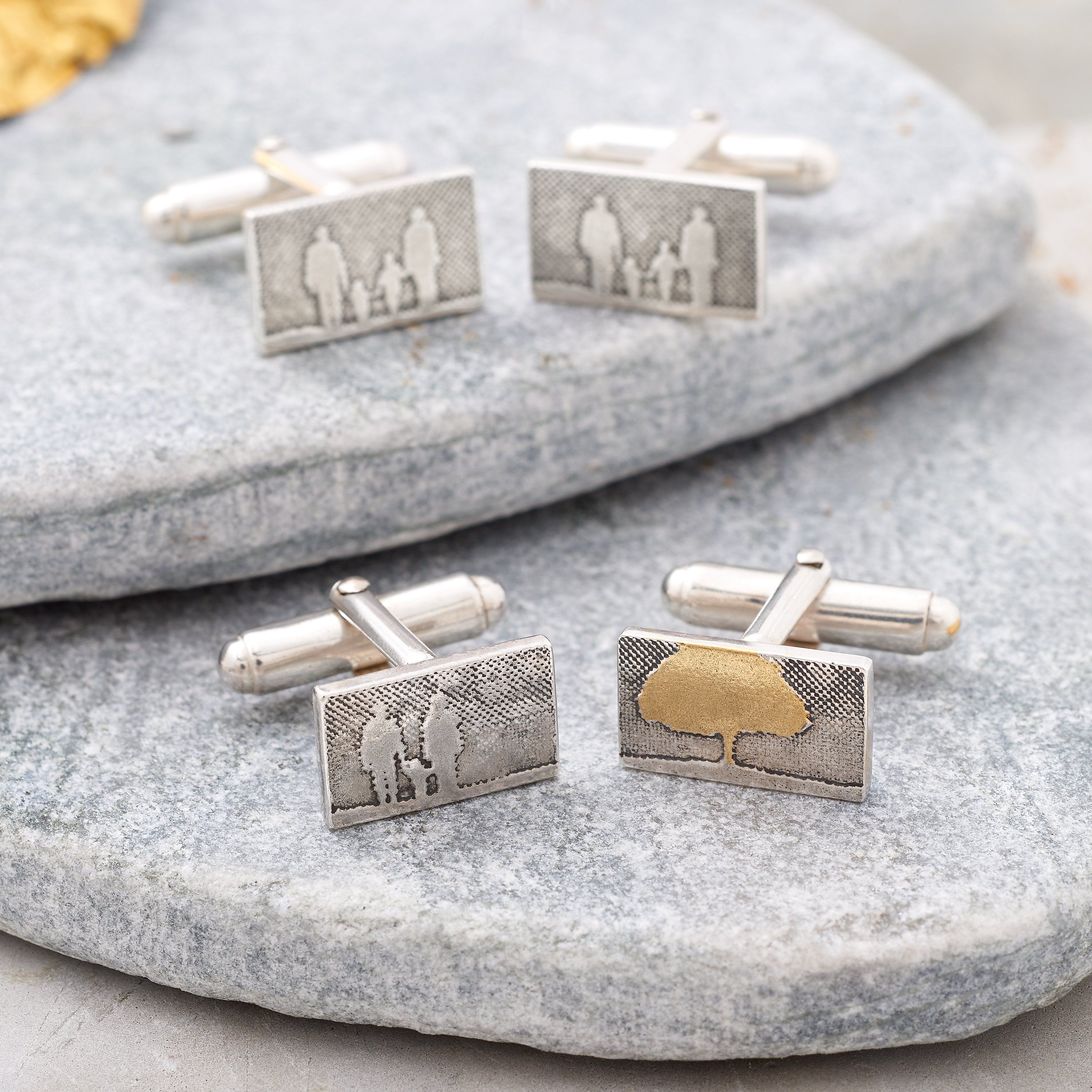 Flatlay of the Dads Family Cufflinks.