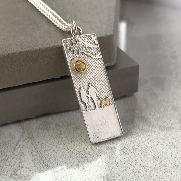Dog Lovers Necklace With Yellow Sapphire Sunshine