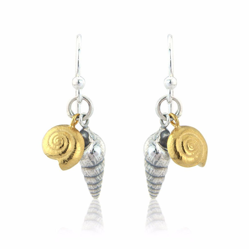 Double Shell Silver Earrings with 22ct Gold Vermeil