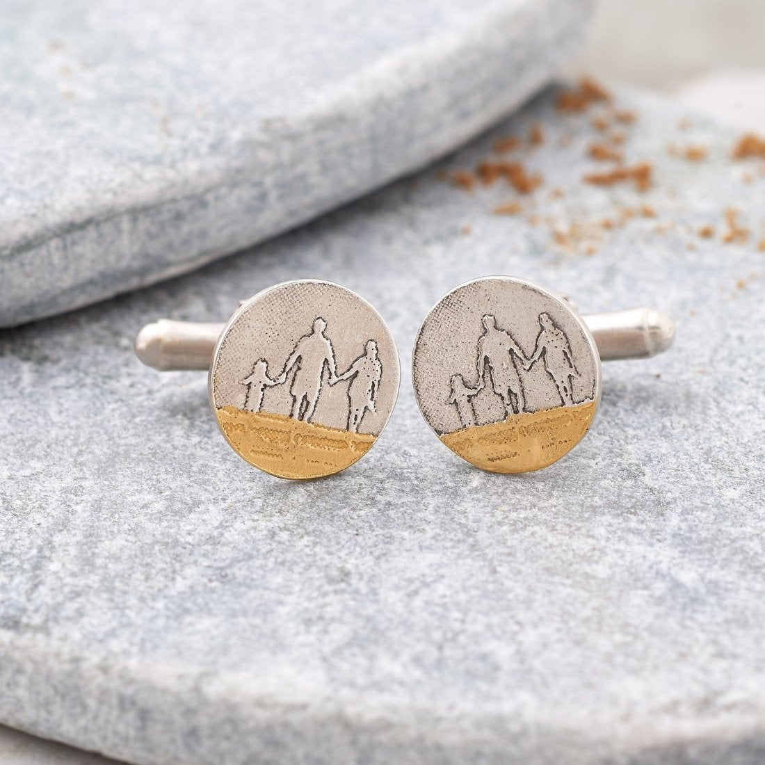 Family on the beach cufflinks