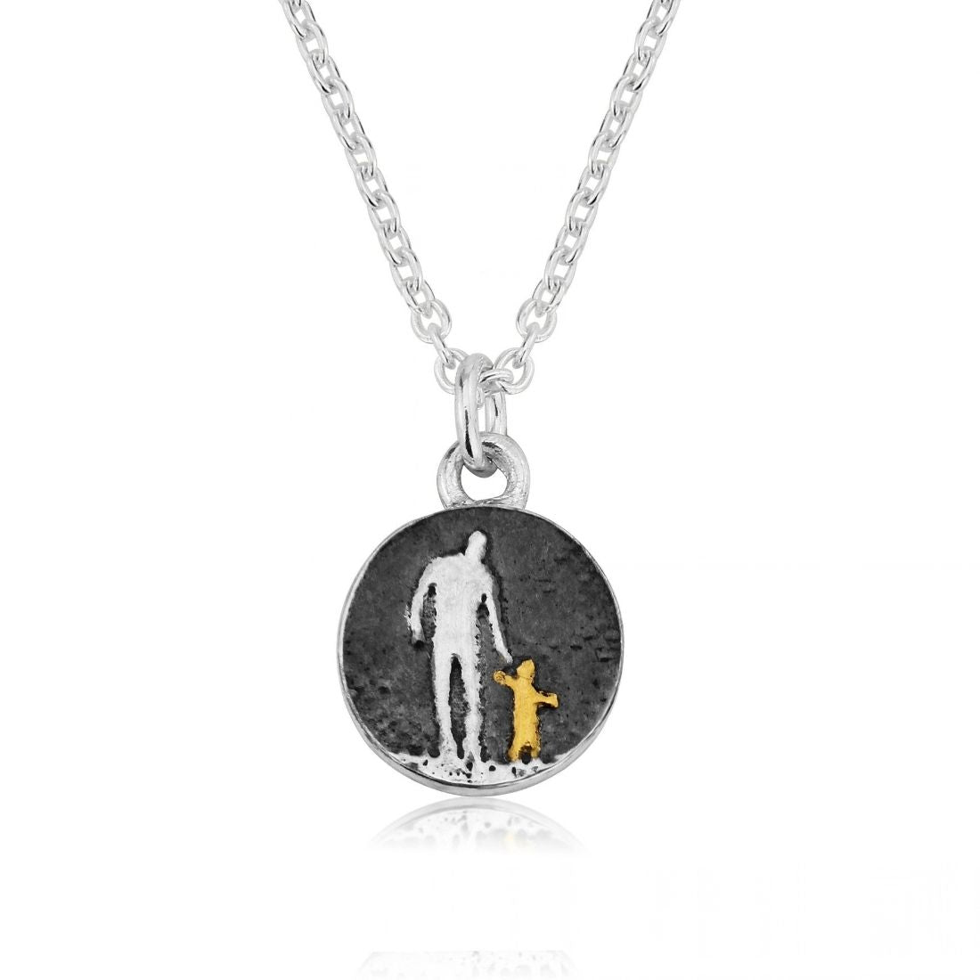 Father and Child Charm with silver chain.