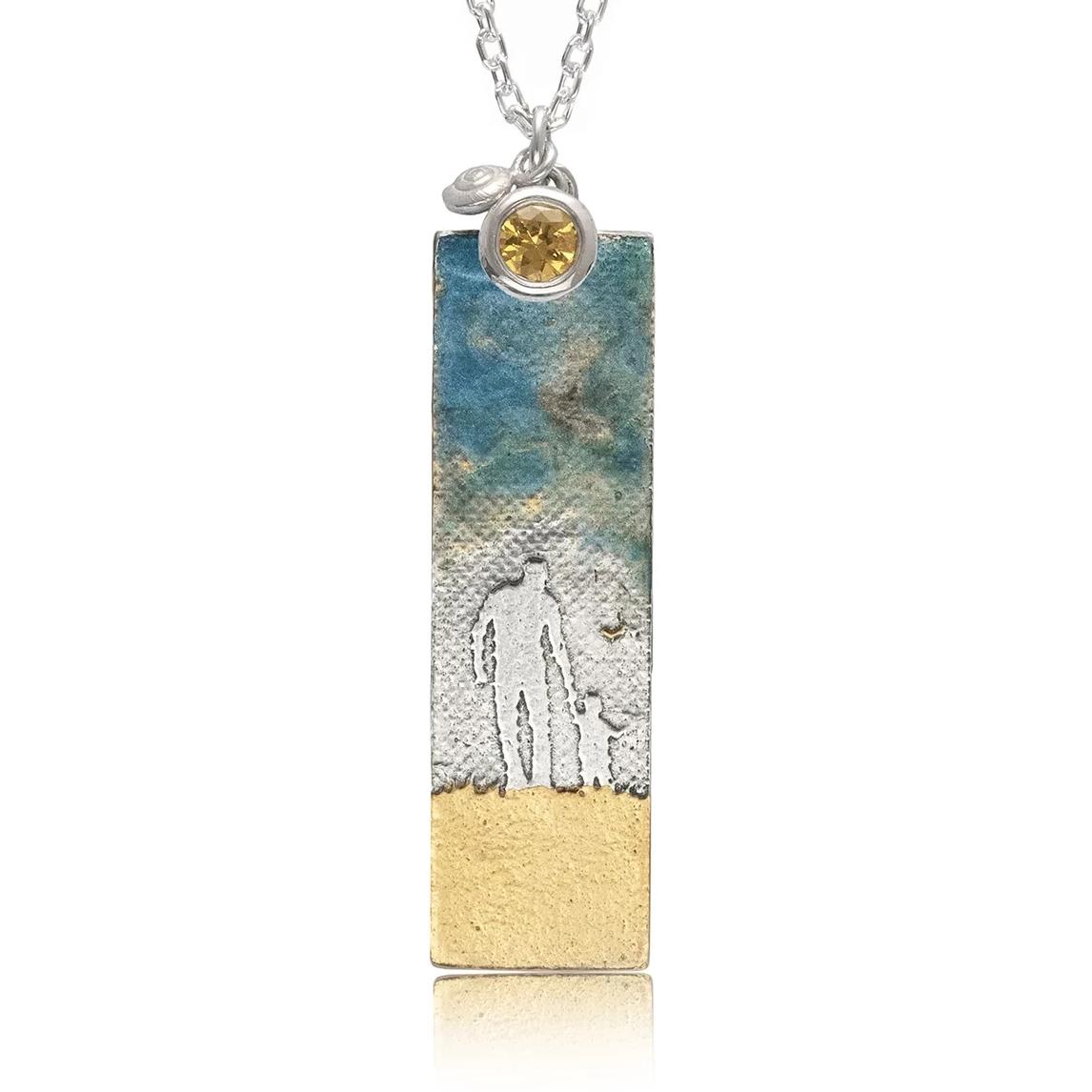 Father & Child Necklace with Blue Sky and Birthstone