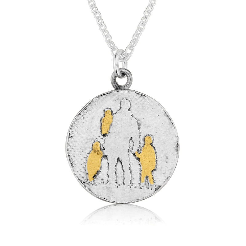 Father of Three Necklace with Golden Children