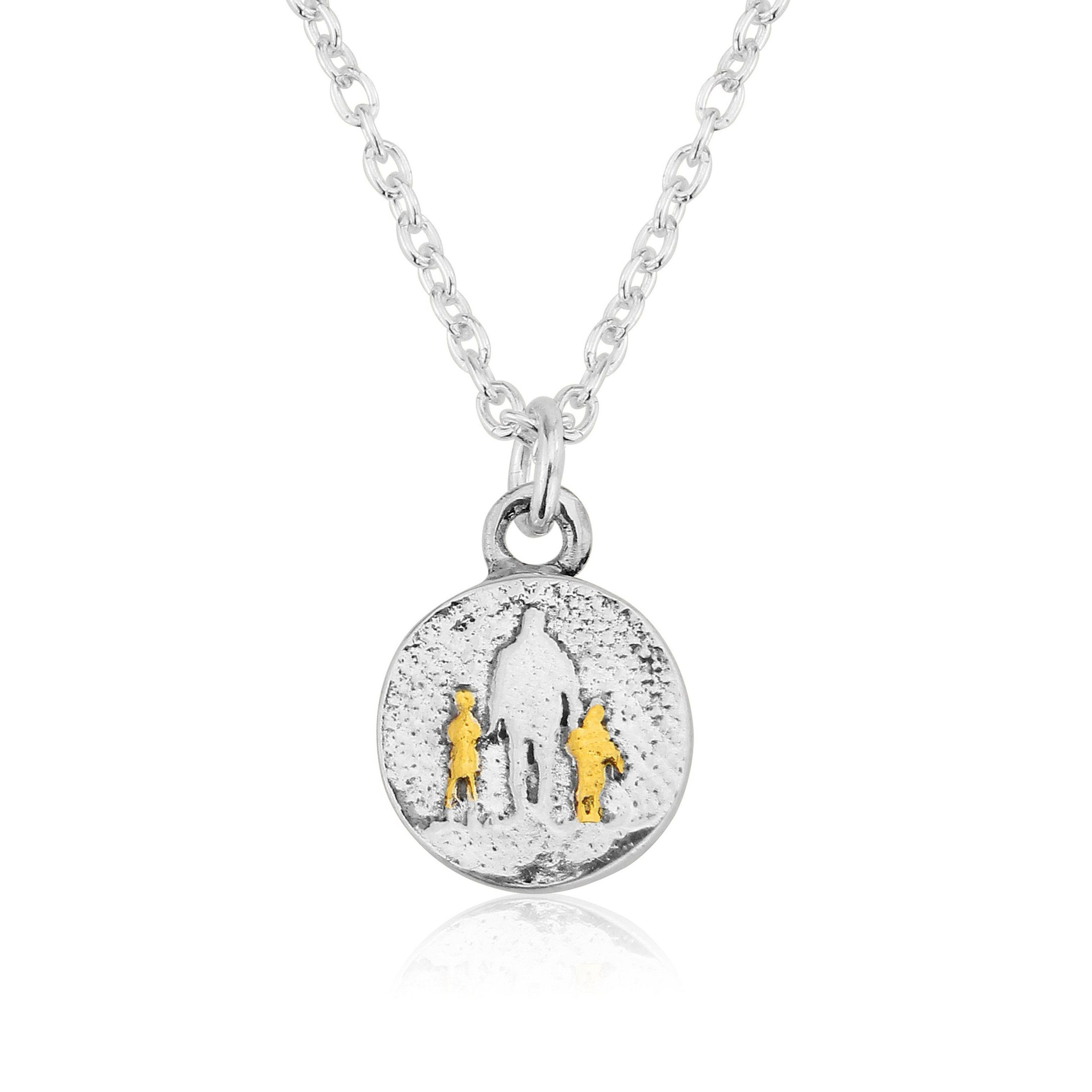 Father of Two Small Necklace with Golden Children