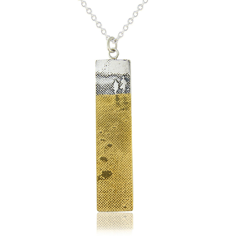 Sterling Silver Footprints in the Sand Necklace with Golden Details