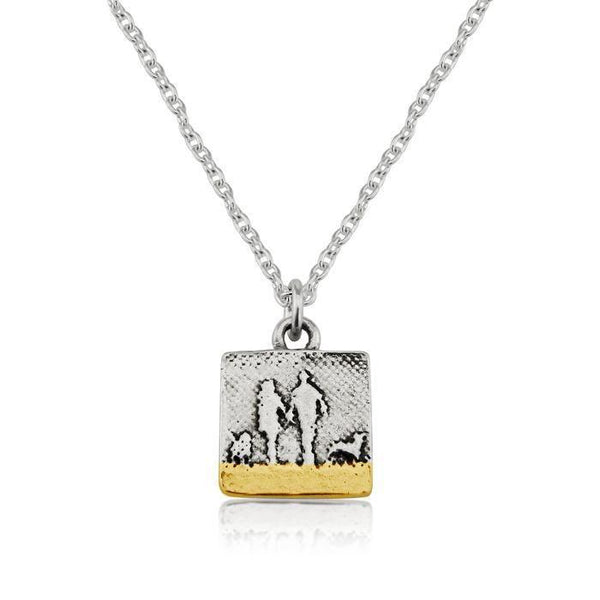 Couple & Dog Necklace with two dogs