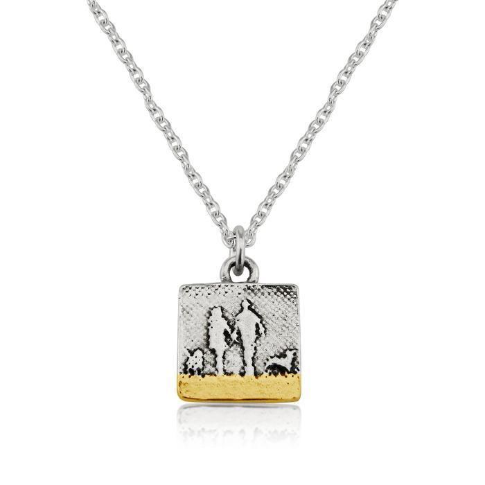 Couple & Dog Necklace with two dogs