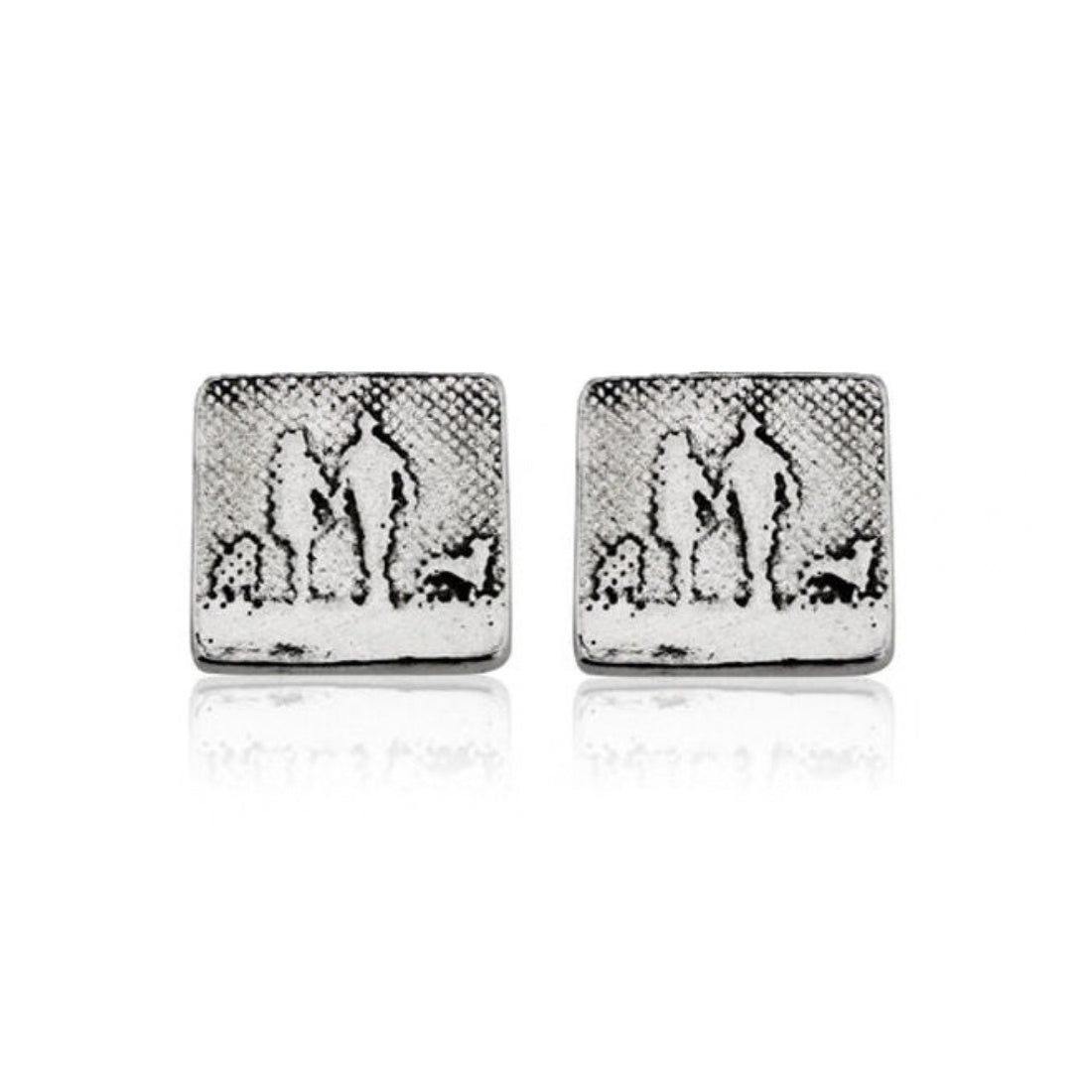 couple and two dogs stud earrings
