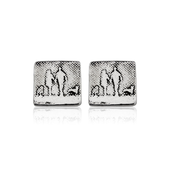 couple and two dogs stud earrings