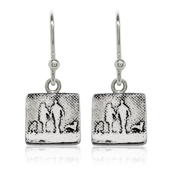 couple and two dogs stud earrings