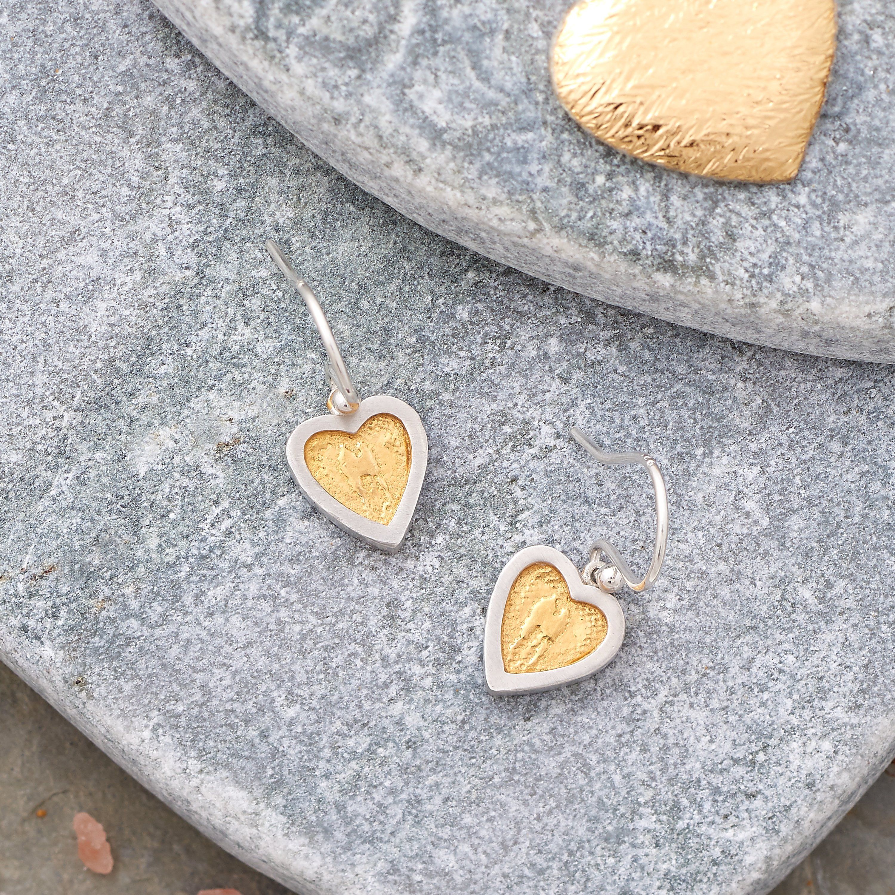 Heart Earrings with Golden Centre