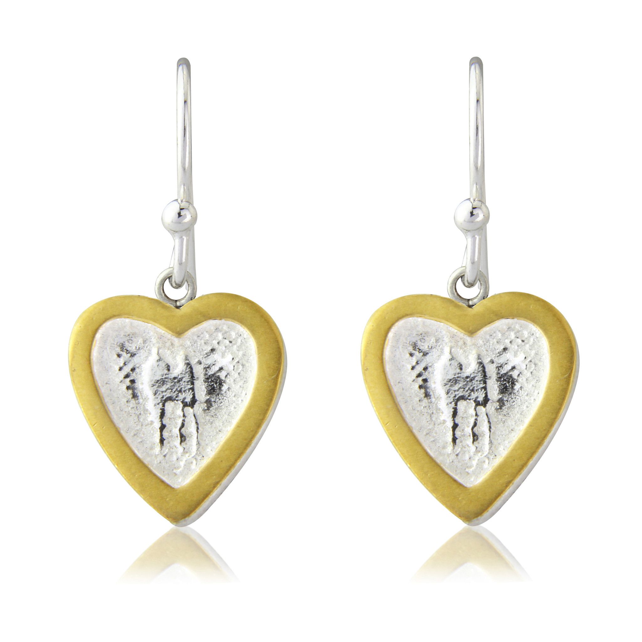 Heart Earrings with Golden Centre