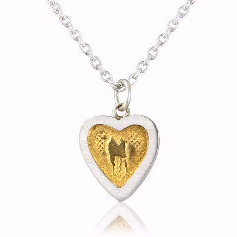 Heart Necklace with Golden Centre
