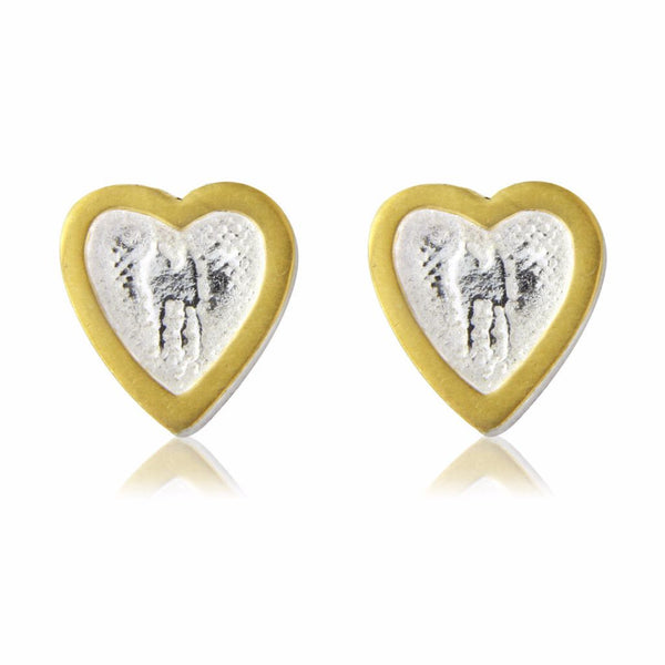 Heart Stud Earrings with Golden Frame