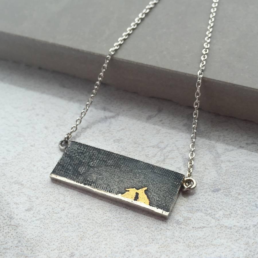 Kissing Bunny Necklace with Golden Bunnies