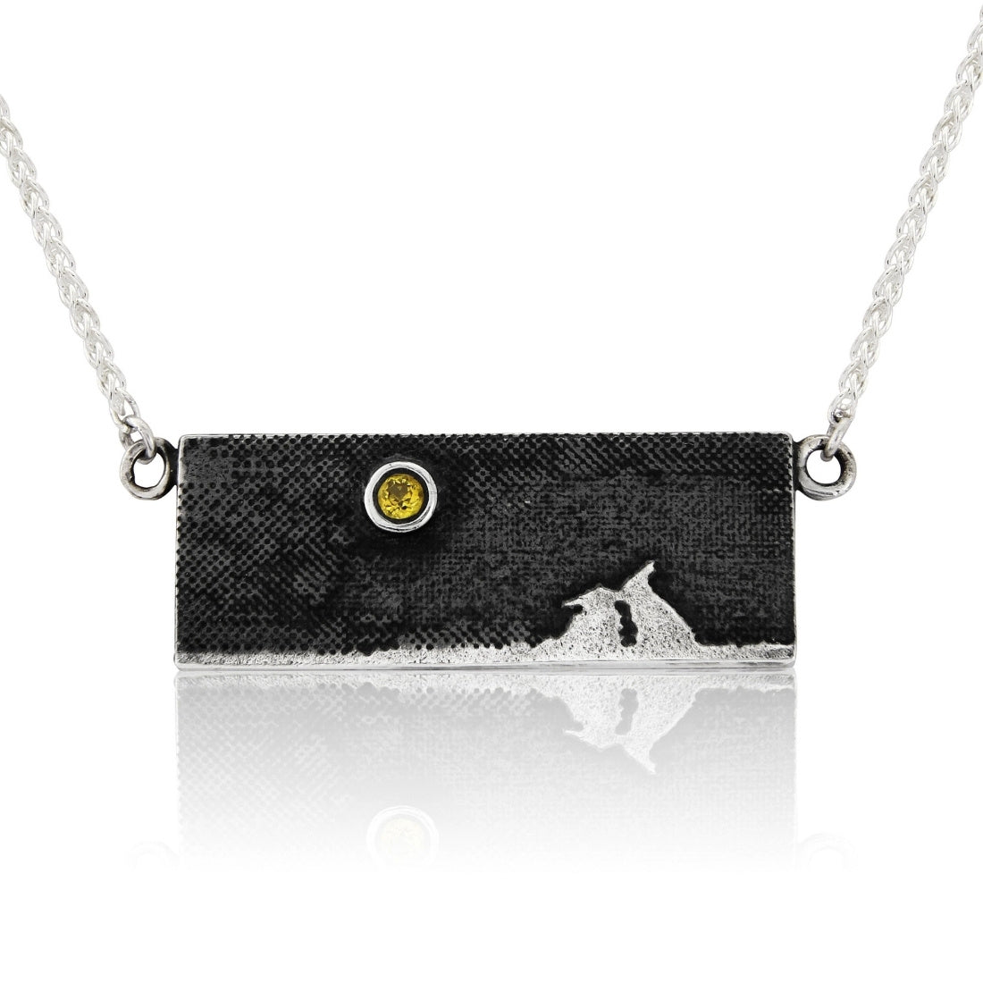 Kissing Bunny Necklace with White Sapphire or Diamond Moon