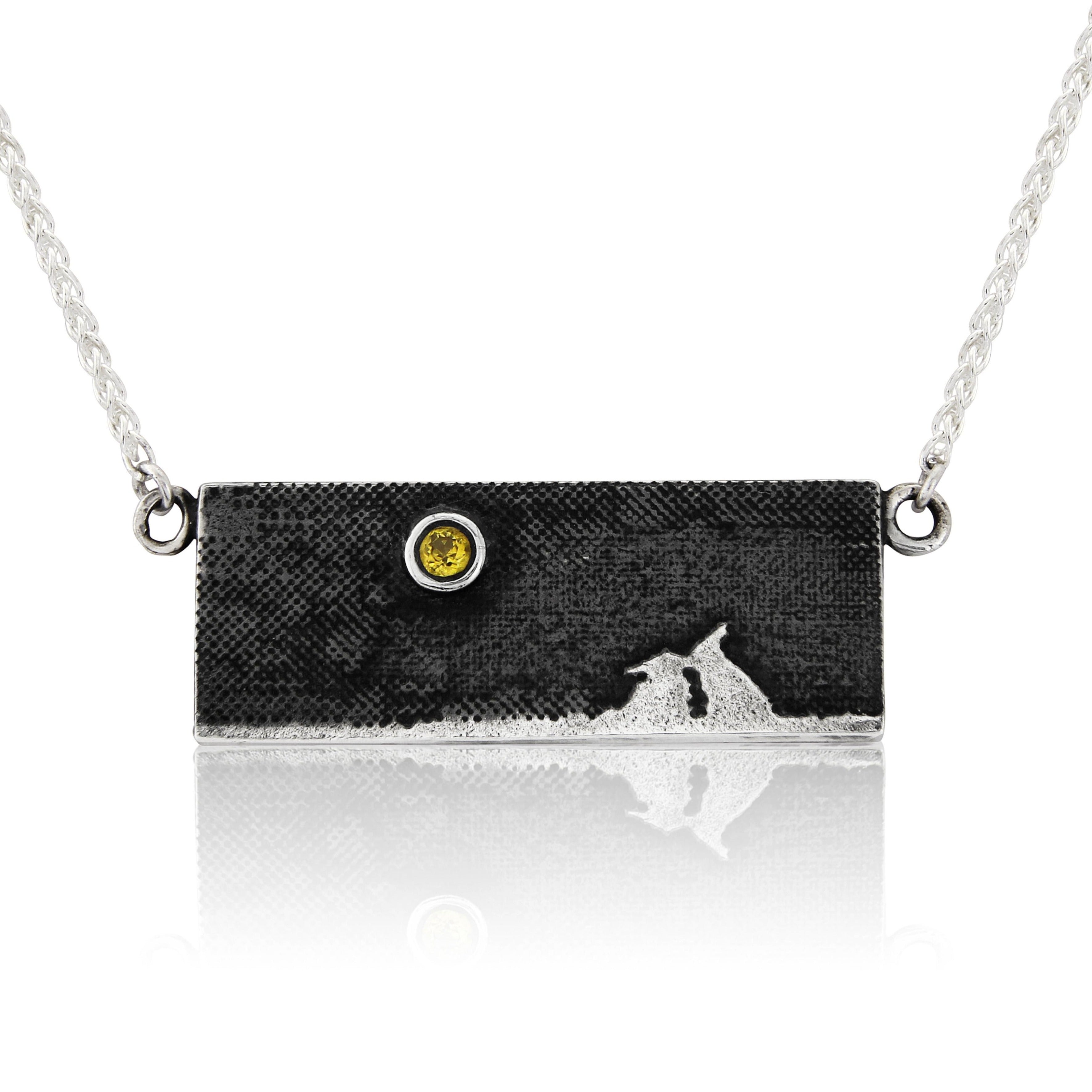 Kissing Bunny Necklace with White Sapphire or Diamond Moon