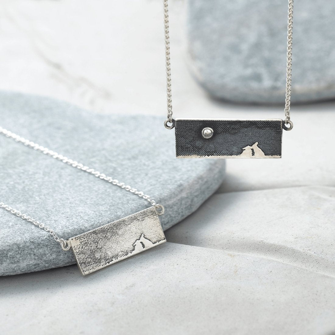 Kissing Bunny Necklace with White Sapphire or Diamond Moon