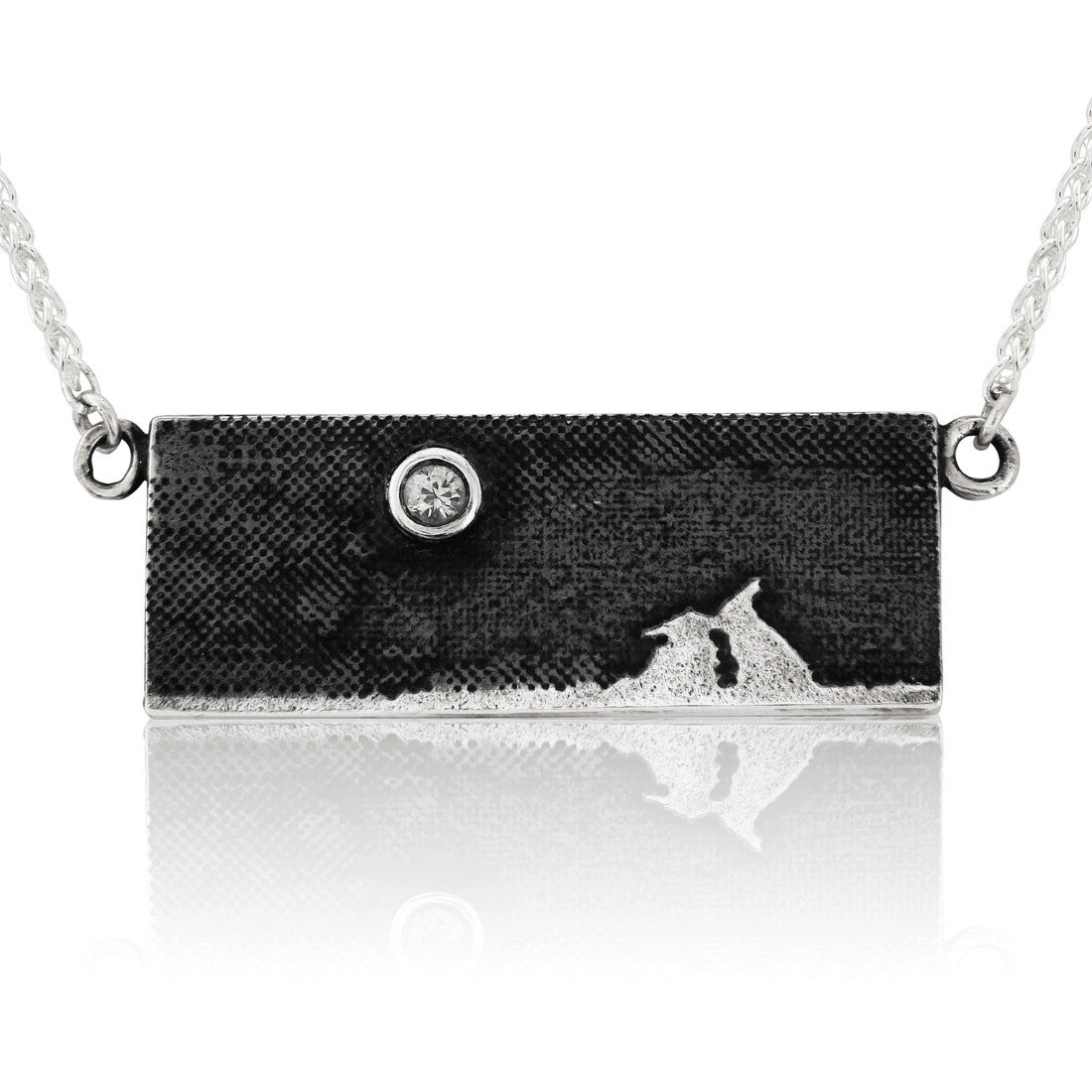 Kissing Bunny Necklace with White Sapphire or Diamond Moon