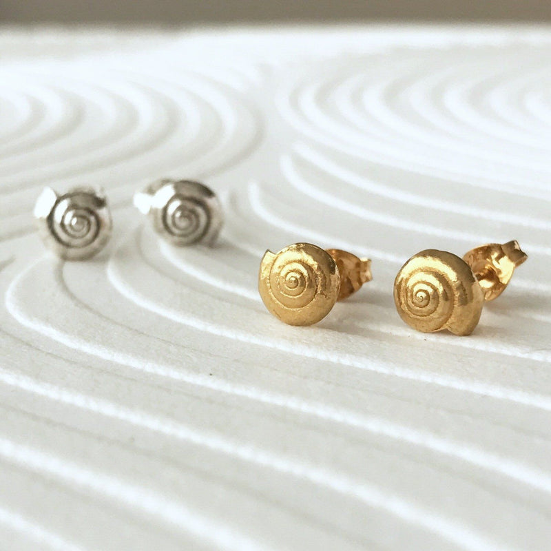 Little Round Gold Sea Shell Earrings