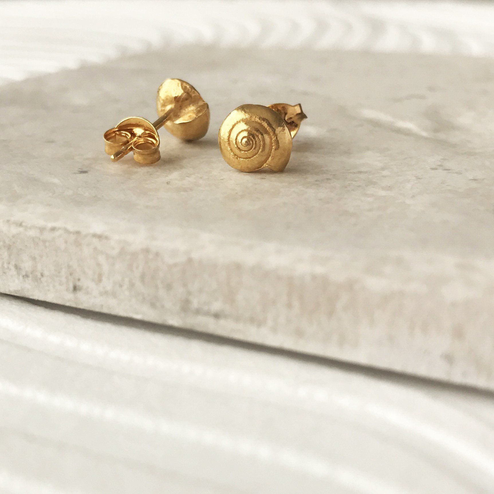 Little Round Gold Sea Shell Earrings