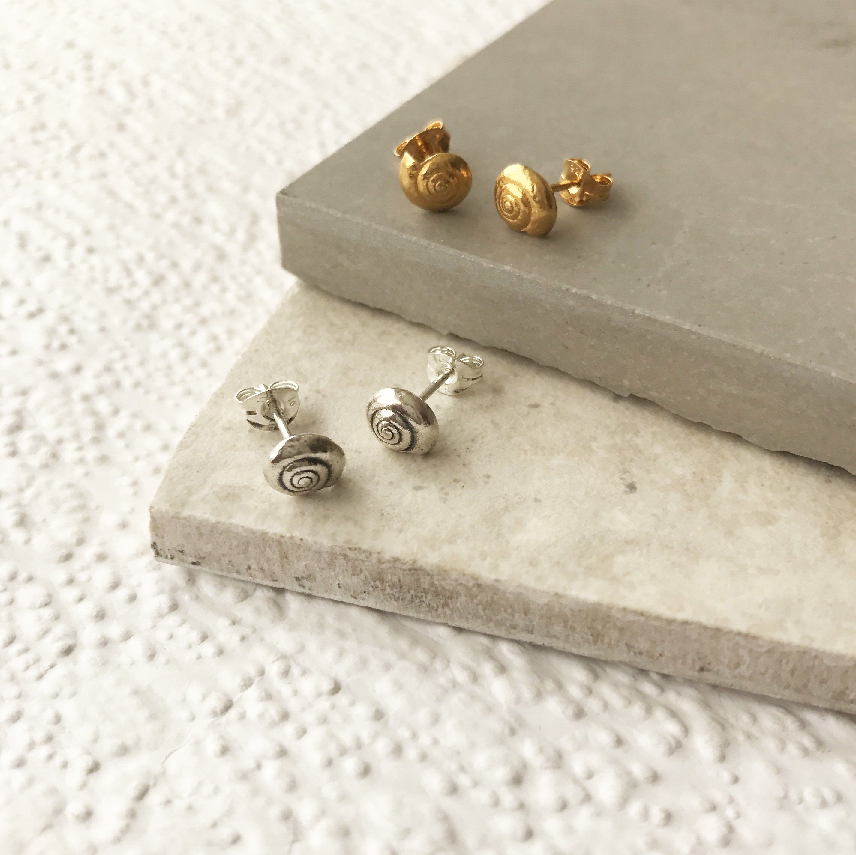 Little Round Gold Sea Shell Earrings