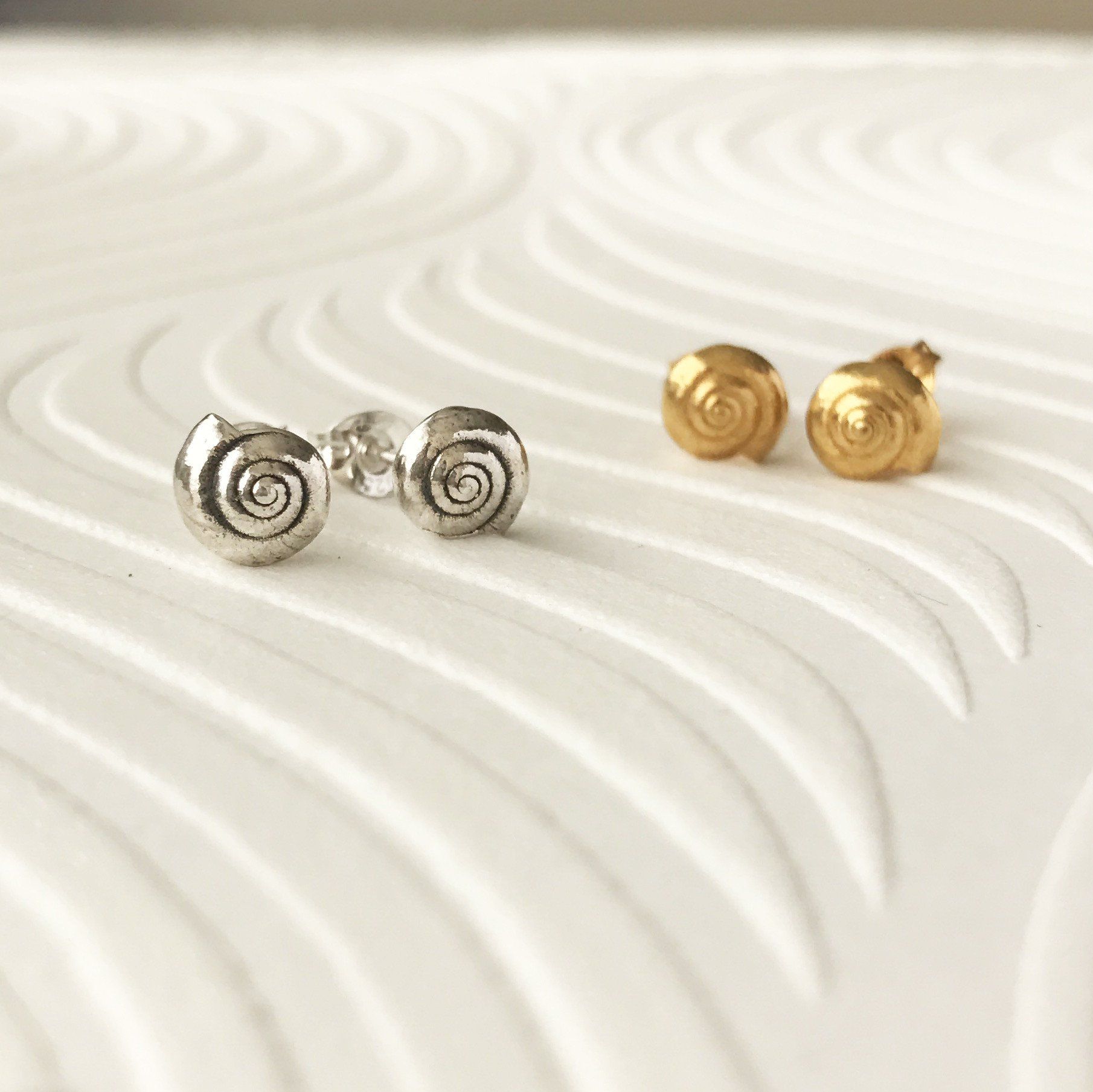 Little Round Silver Shell Earrings