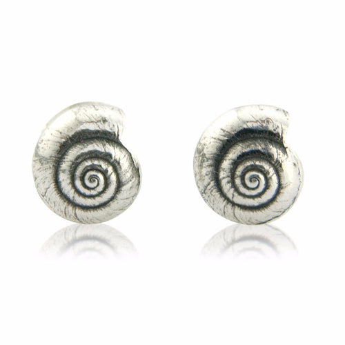 Little Round Silver Shell Earrings