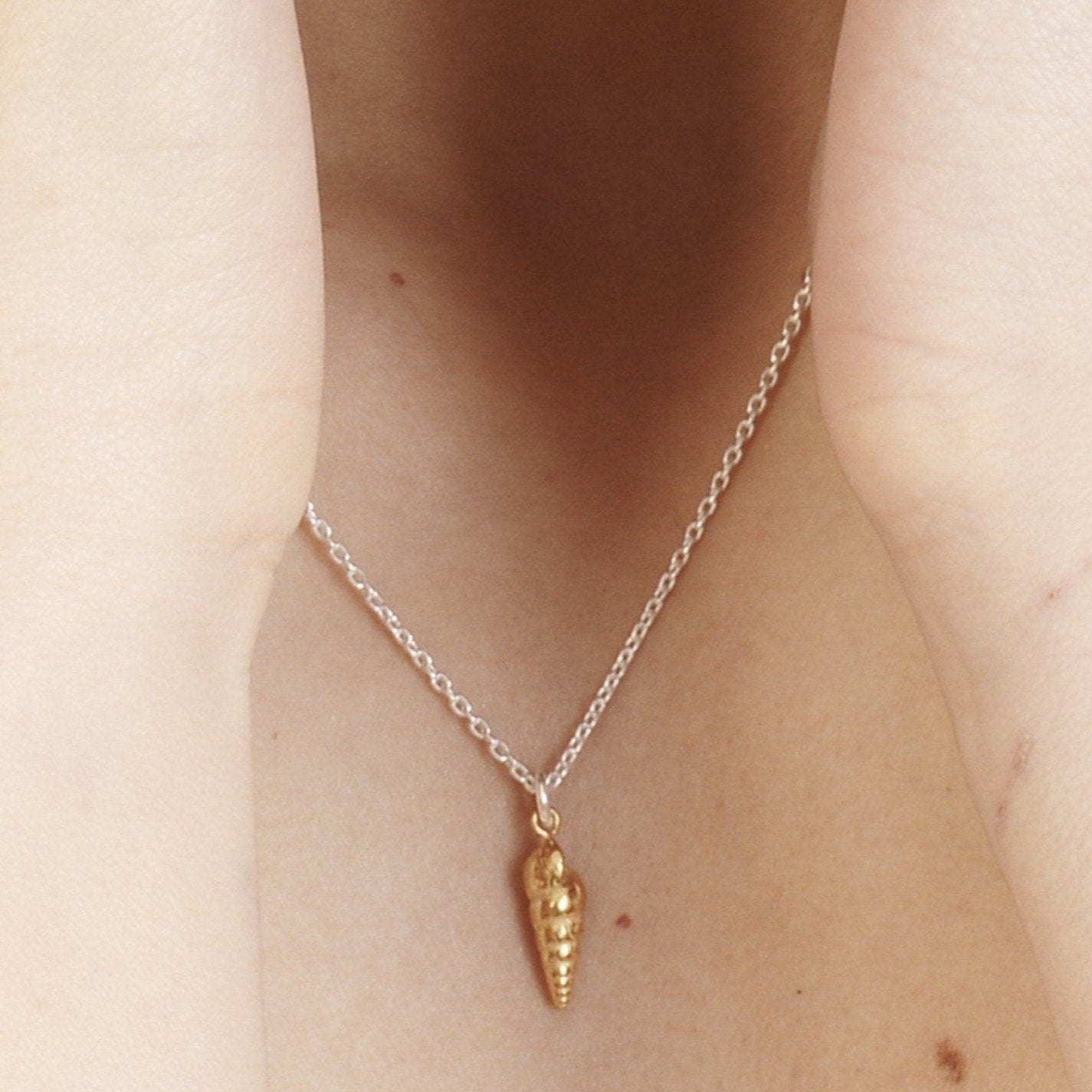 Little Spiral Shell Necklace with 22ct Gold Inlay