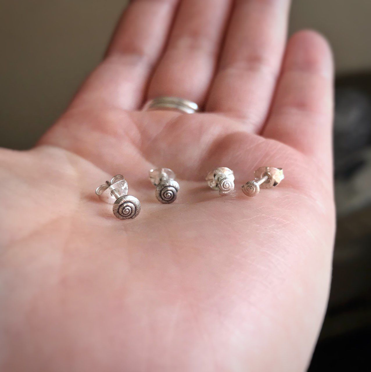 Miniature Silver Shell Earrings with 22ct gold vermeil
