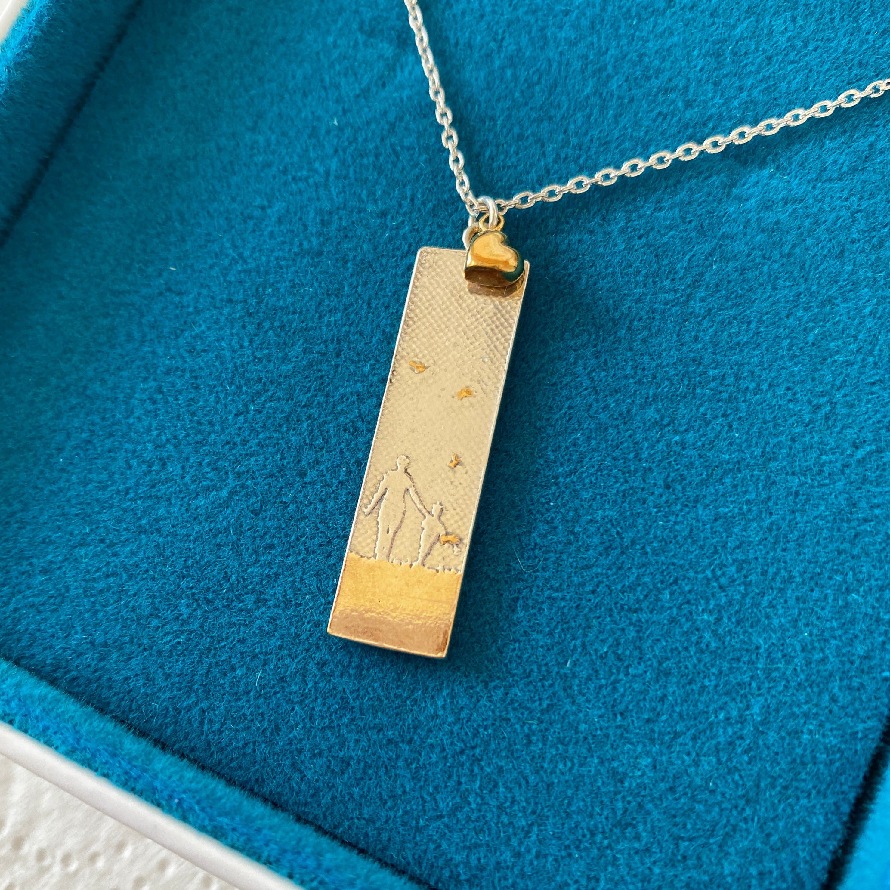 Mother and Child Beach Memory Heart Charm Necklace