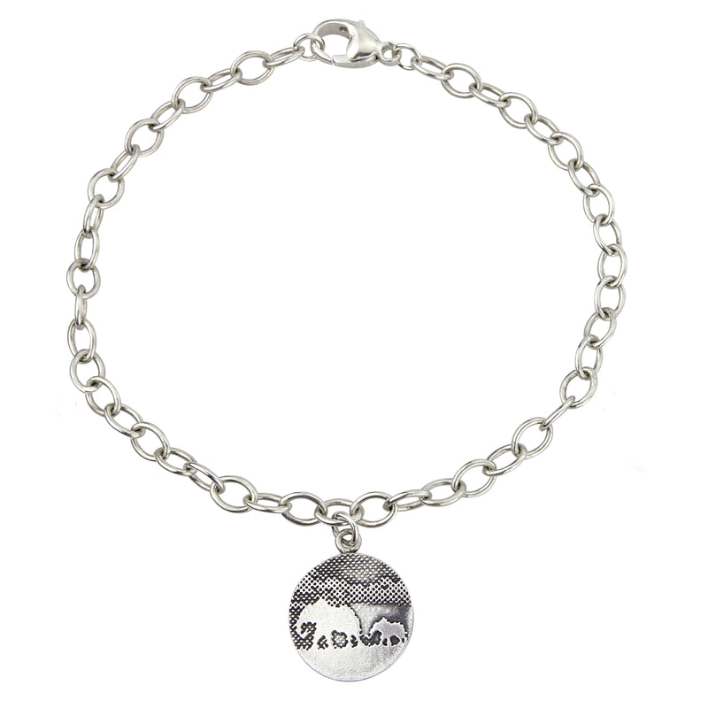 Sterling silver mother and baby elephant bracelet