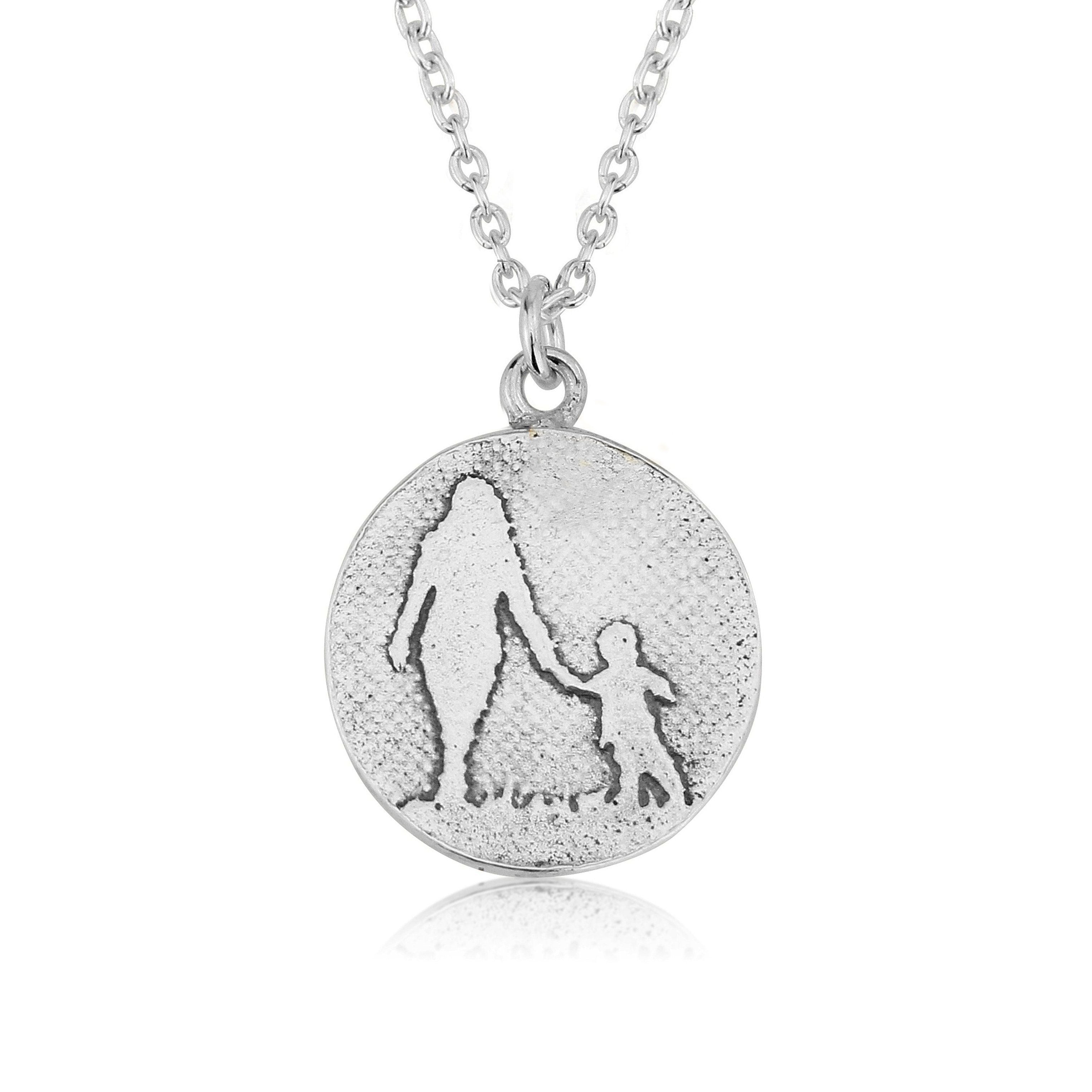 Mother & Child Necklace with Golden Heart (Round)