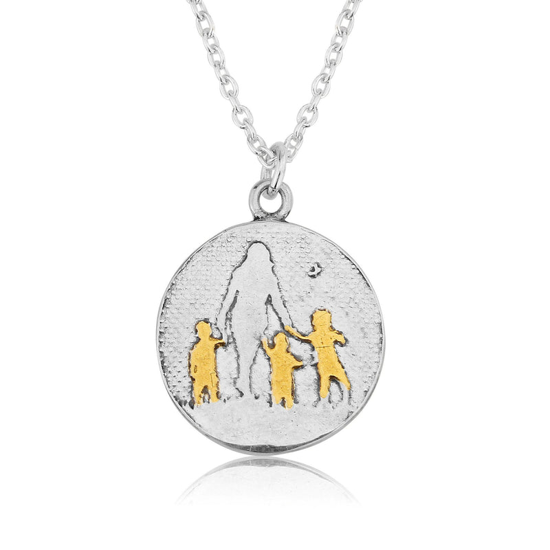 Mother of Three Necklace with golden children (medium)