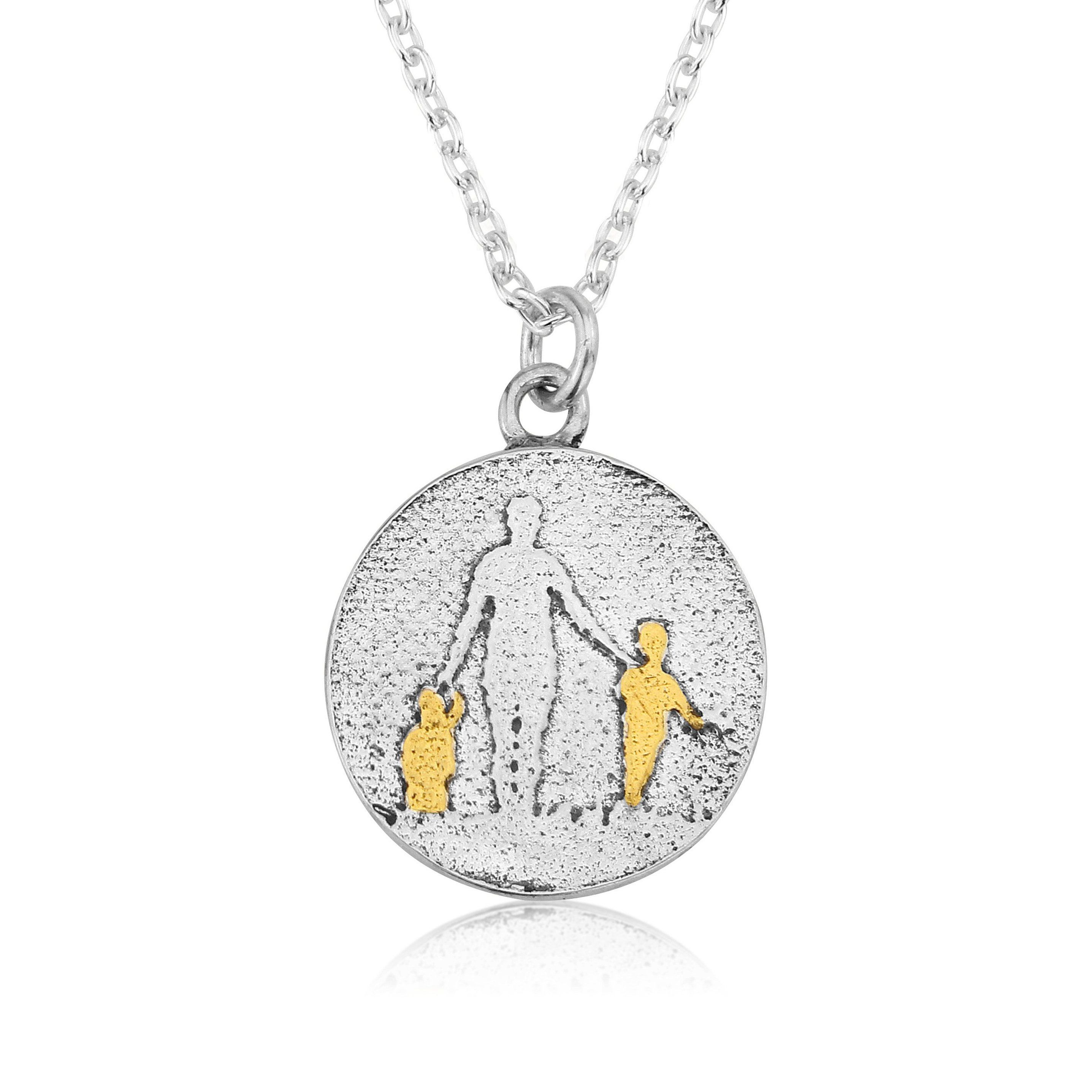 Mother of Two Golden Children Necklace (medium)