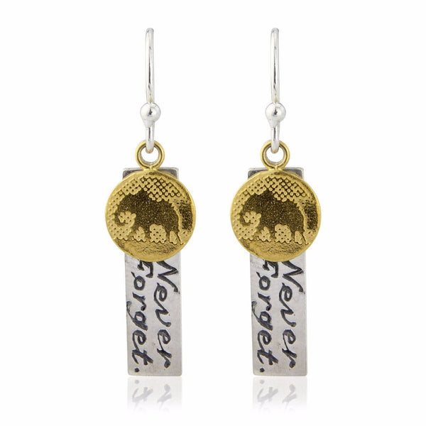 Never Forget Elephant Charm Earrings with Gold Vermeil