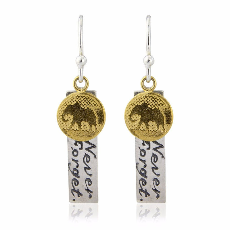 Never Forget Elephant Charm Earrings with Gold Vermeil