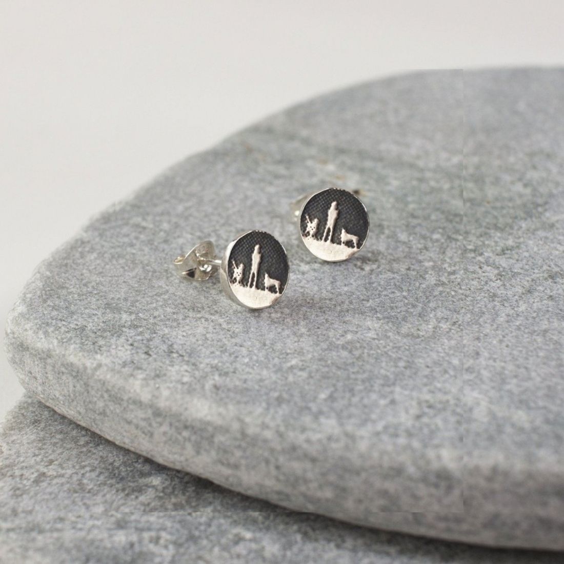 Nights Sky Earrings with Two Dogs