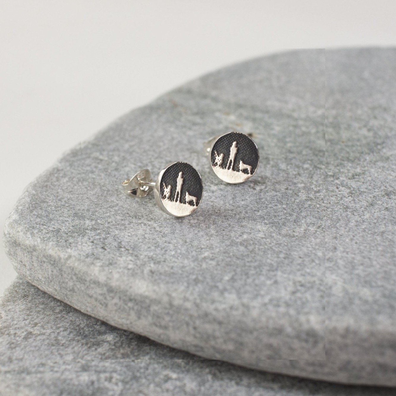 Nights Sky Earrings with Two Dogs