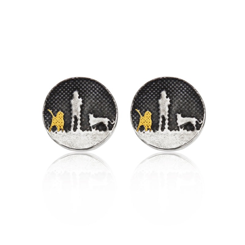 Nights Sky Earrings with Two Dogs