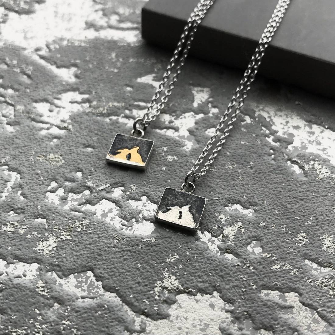 Nights Sky Kiss Silver Bunny Necklace