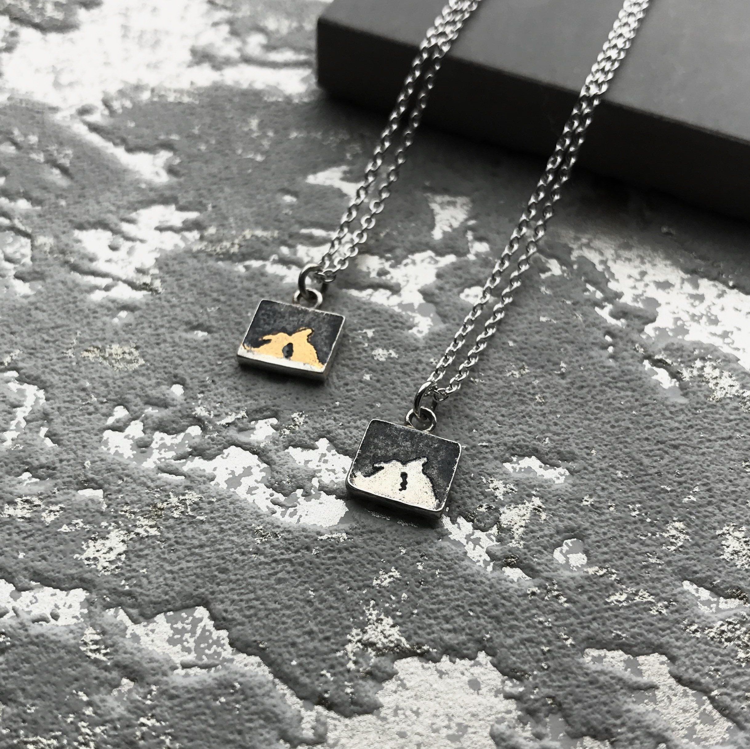 Nights Sky Kiss Silver Bunny Necklace