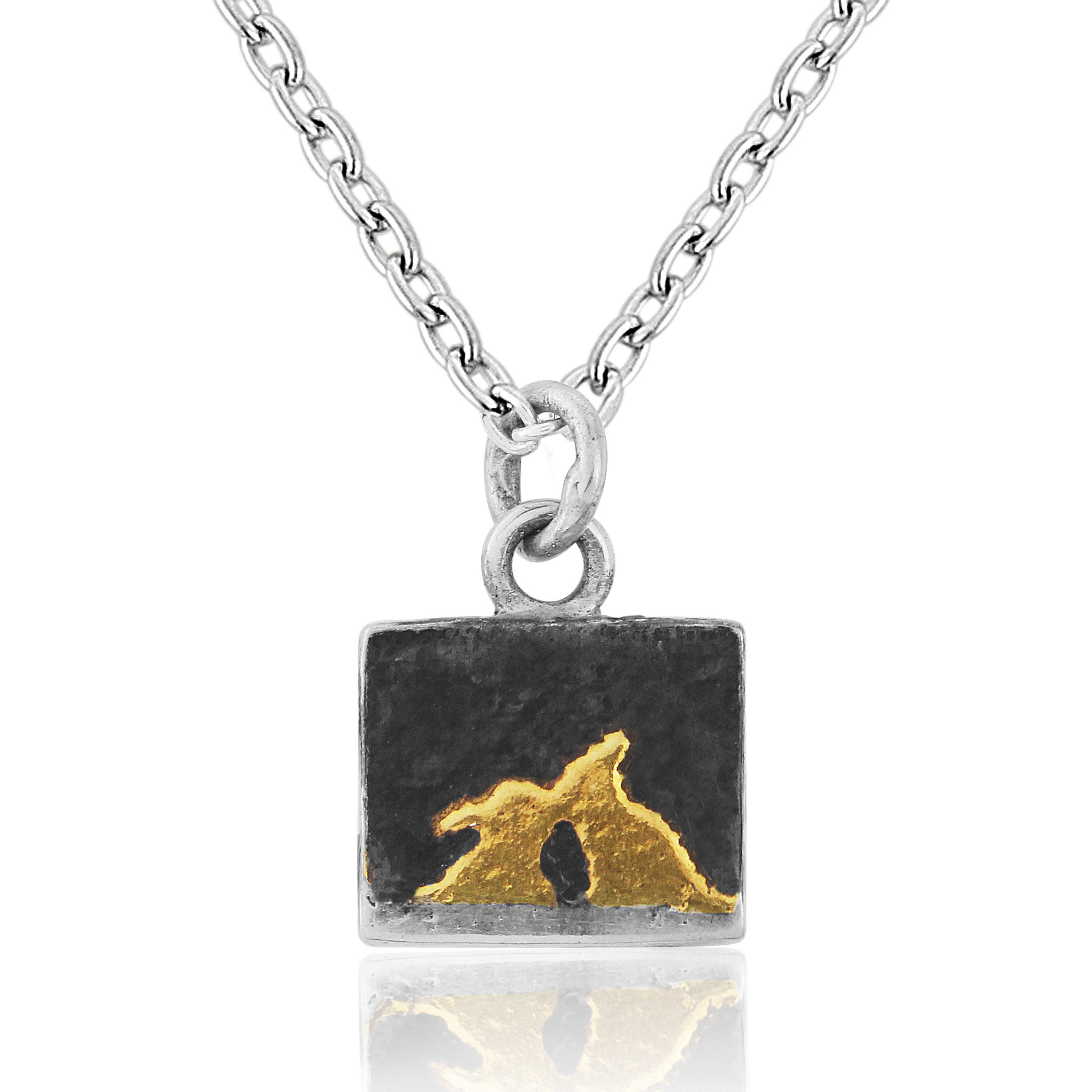 Nights Sky Kiss Silver Bunny Necklace