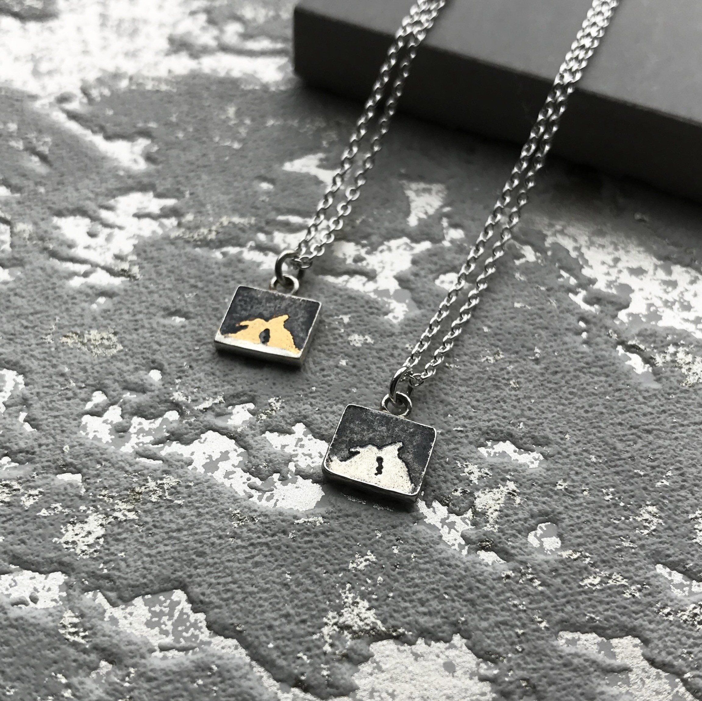 Nights Sky Kissing Gold Bunny Necklace