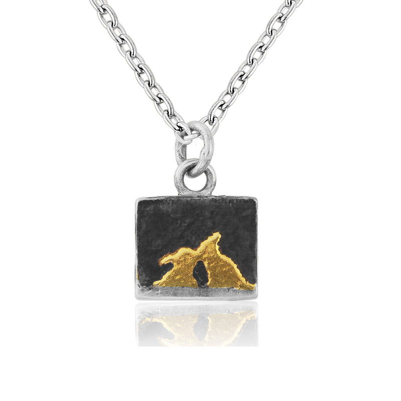 Nights Sky Kissing Gold Bunny Necklace