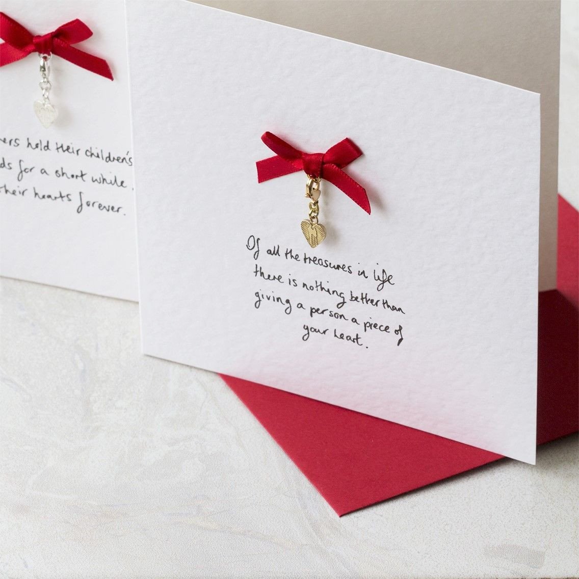 Personalised Silver Heart Charm Card