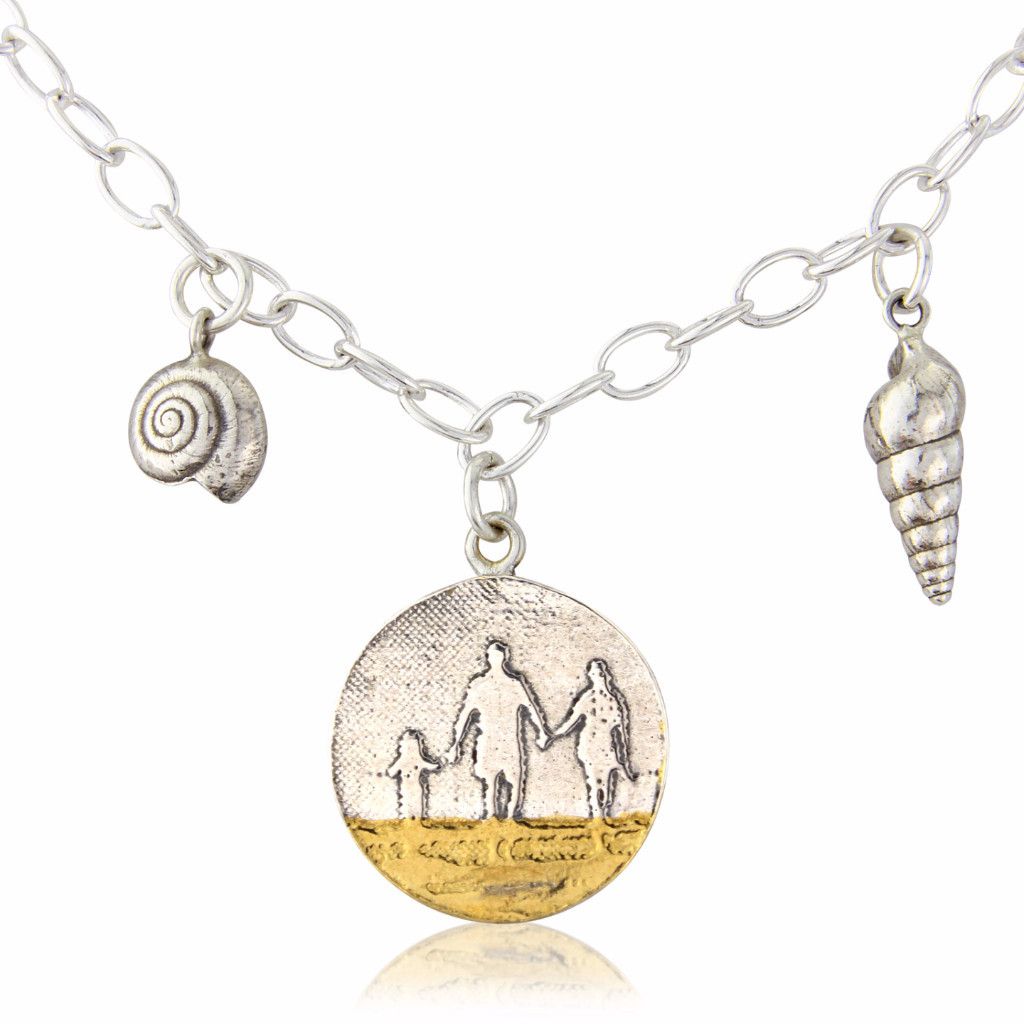 Round Beach Family Necklace with Shell Charms