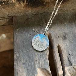 Round Family Necklace with Blue Sky