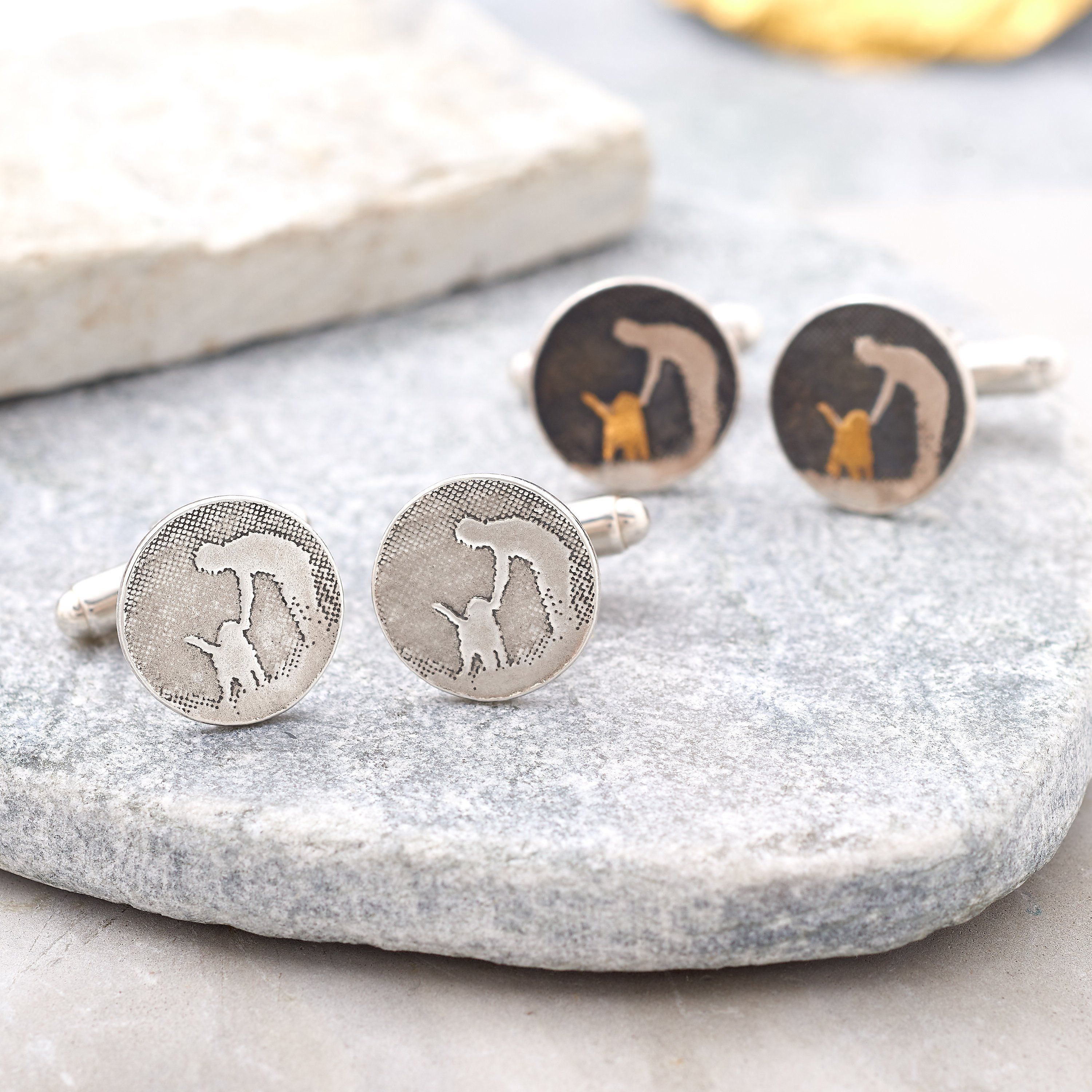 Round Man's Best Friend Silver Dog Cufflinks